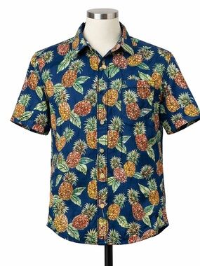 Cooke Street Honolulu Pineapple Hawaiian Aloha Shirt Men’s M Cotton Blue